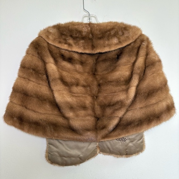 Vintage 50s 60s Mink Fur Shawl Wrap Topper Shrug - Picture 4 of 14